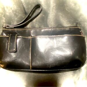 Elegant Black  Paton Leather Wristlet Bag